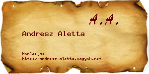 Andresz Aletta névjegykártya